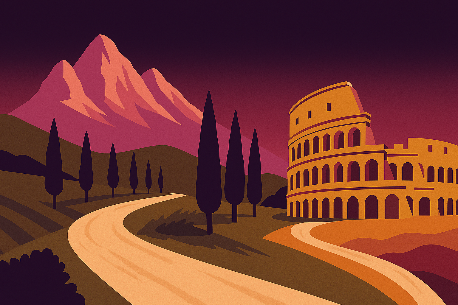 Fantasy Giro cycling game banner with mountains and Rome landmarks